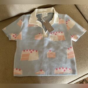 NWT cropped birthday cake sweater